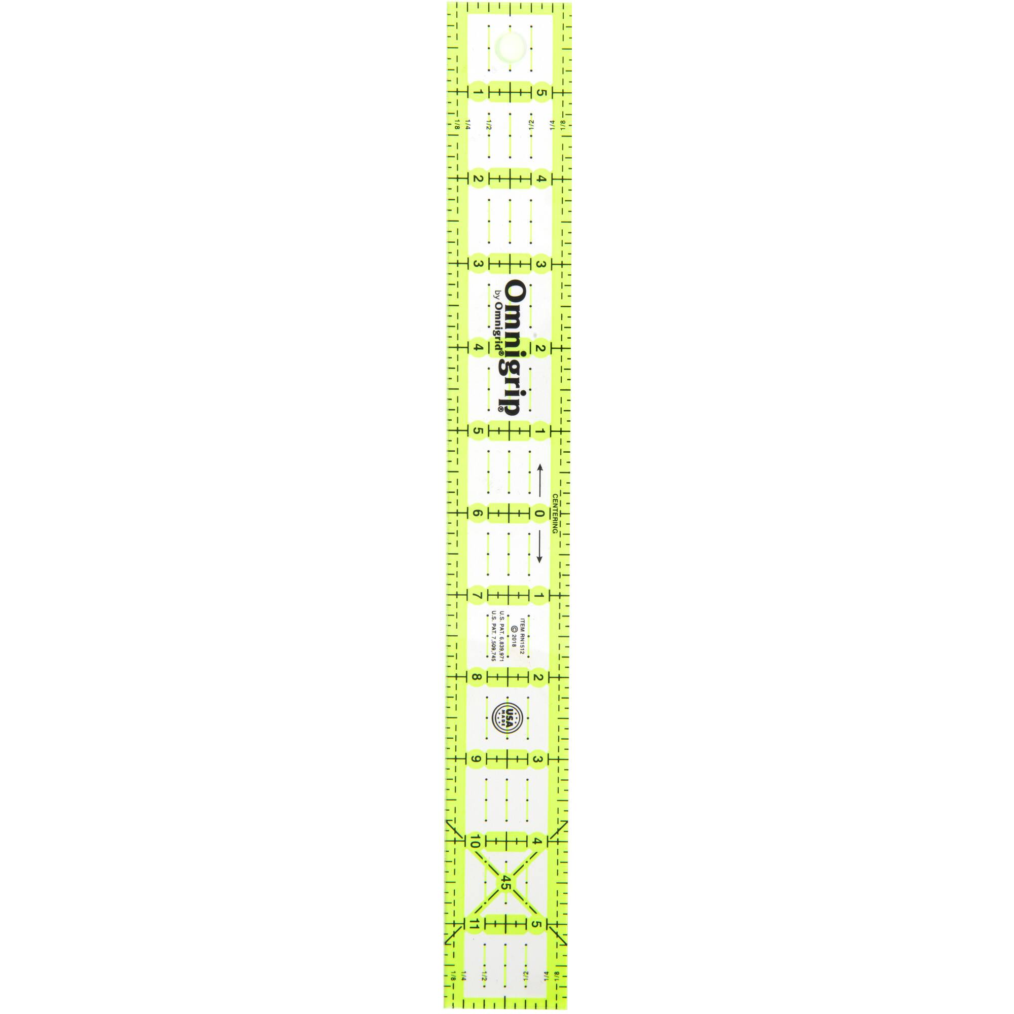 Omnigrip Clear Rectangle Quilting & Sewing Ruler, 1.5" x 12"